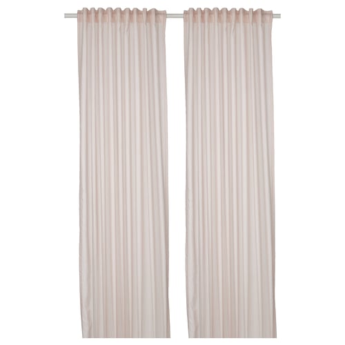 BYMOTT curtains, beige, striped, rectangular, sheer.