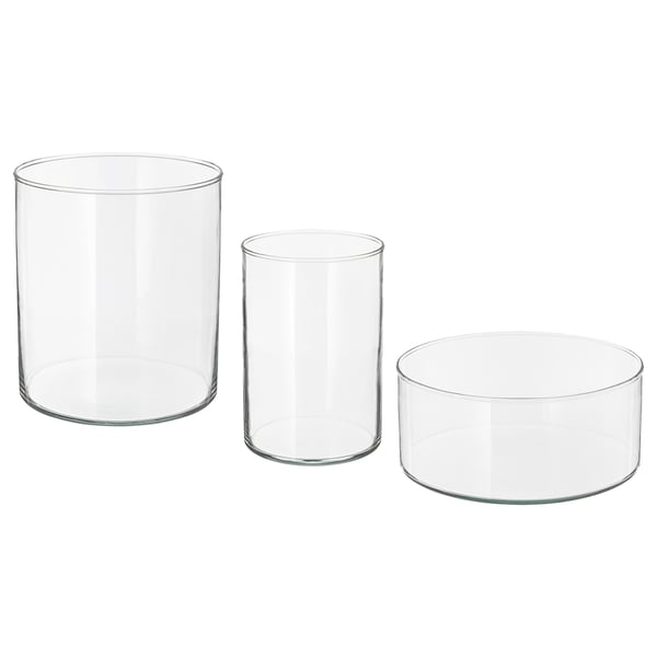 CYLINDER Vase/bowl, set of 3, clear glass