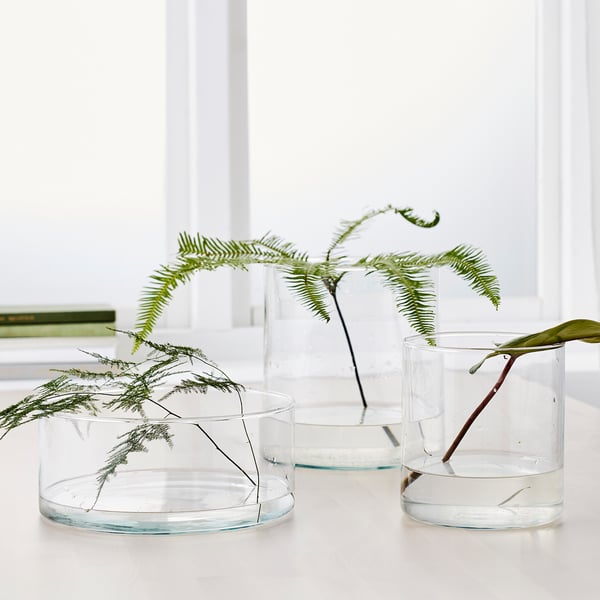 CYLINDER Vase/bowl, set of 3, clear glass