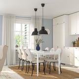 DANDERYD / EBBALYCKE Table and 6 chairs, white/Idekulla beige, 180 cm