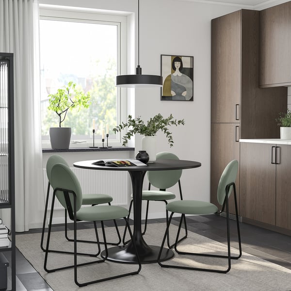 DOCKSTA / MÅNHULT Table and 4 chairs, black black/Hakebo grey-green, 103 cm