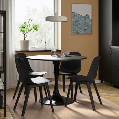 DOCKSTA / ODGER Table and 4 chairs, black/anthracite, 103 cm