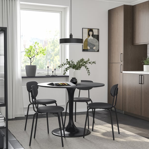 DOCKSTA / ÖSTANÖ Table and 4 chairs, black black/Remmarn dark grey, 103 cm