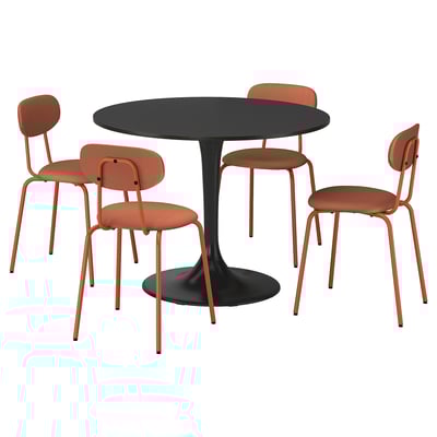 DOCKSTA / ÖSTANÖ Table and 4 chairs, black black/Remmarn red-brown, 103 cm