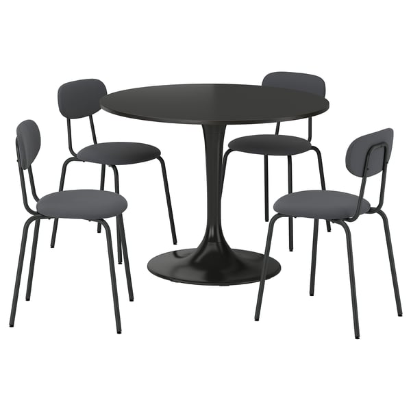 DOCKSTA / SANDSBERG Table and 4 chairs, black/Remmarn anthracite, 103 cm