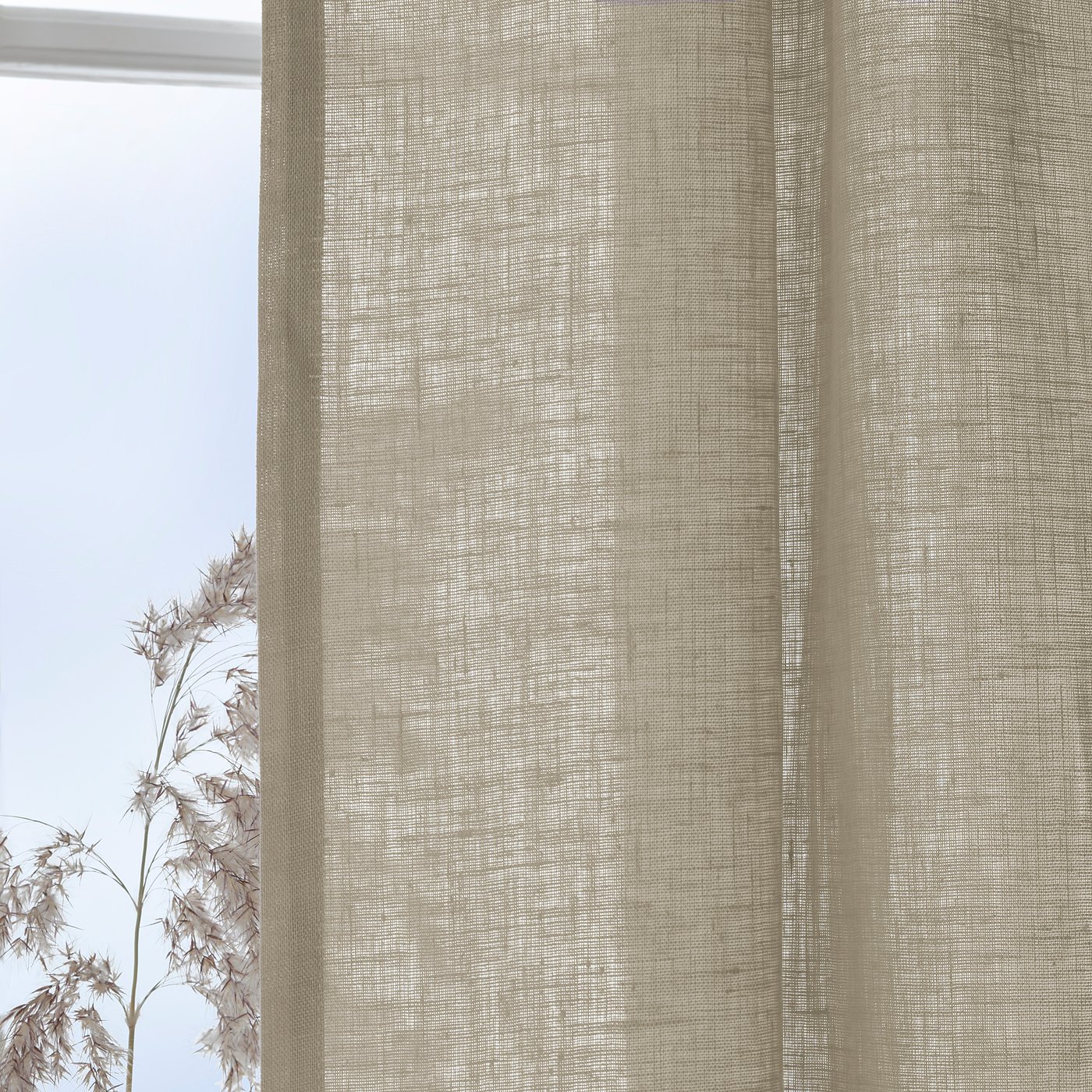 IKEA DYTAG カーテン　リネンカーテン100cm×200cm 2枚組 DYTÅG curtains, 1 pair, beige/with heading tape, 145x300 cm - IKEA