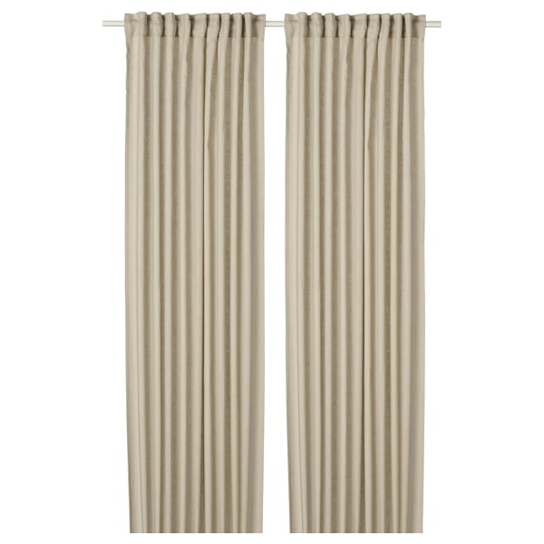 DYTÅG Curtains, 1 pair, beige/with heading tape, 145x300 cm