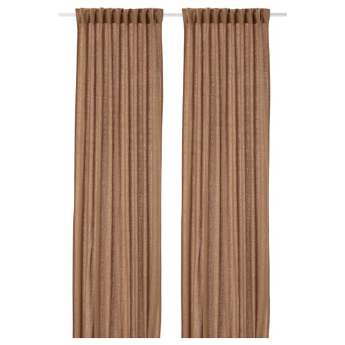 Two brown linen curtains hang straight, offering a casual, natural look with light-filtering privacy.