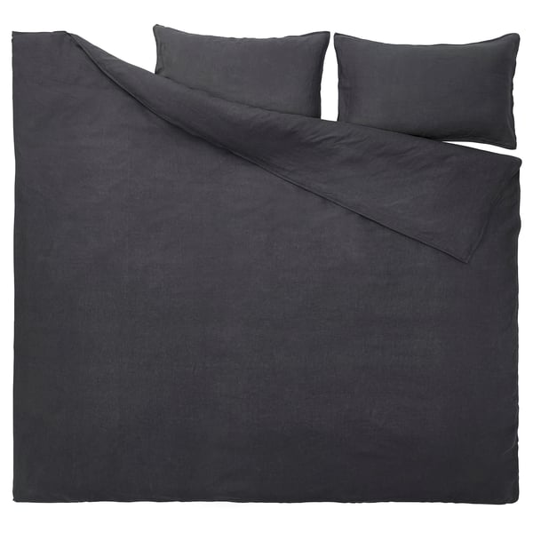 DYTÅG Duvet cover and 2 pillowcases dark grey IKEA