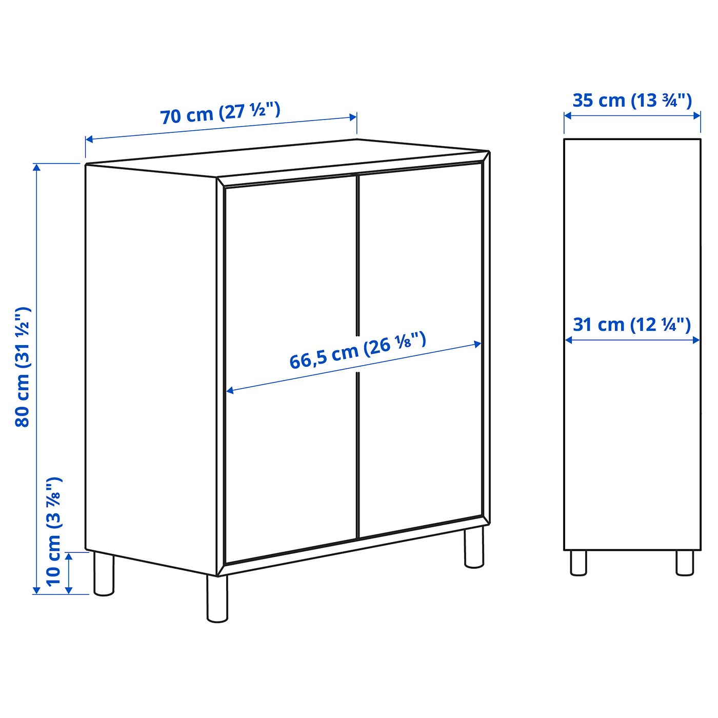 EKET cabinet combination with legs, white/wood, 70x35x80 cm - IKEA
