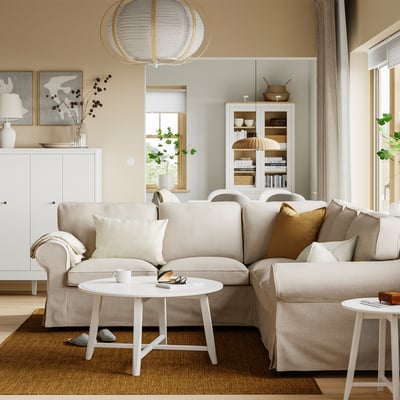 EKTORP Corner sofa, 4-seat, Kilanda light beige