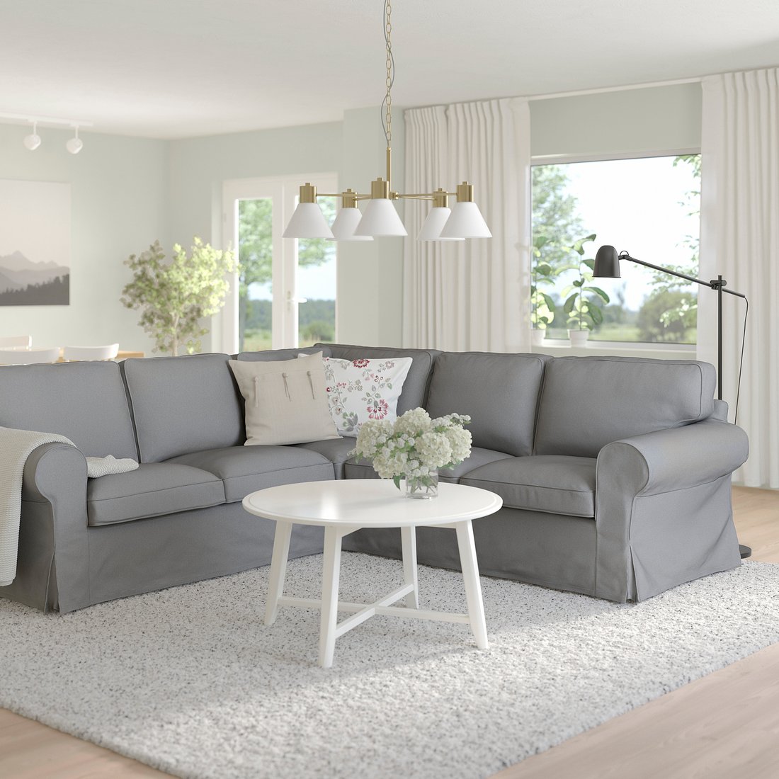 EKTORP Corner sofa, 4seat Remmarn light grey IKEA