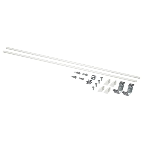 ENHET kitchen island kit: 2 rods, brackets, screws; white, metallic.