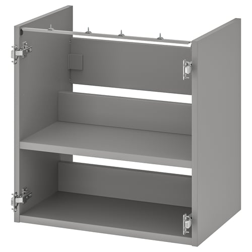 ENHET grey bathroom cabinet, metal, rectangle, two shelves, wall-mount.