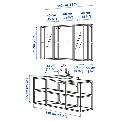 Illustration with measurements for the product: ENHET.