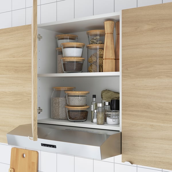 ENHET Corner kitchen, white/oak effect