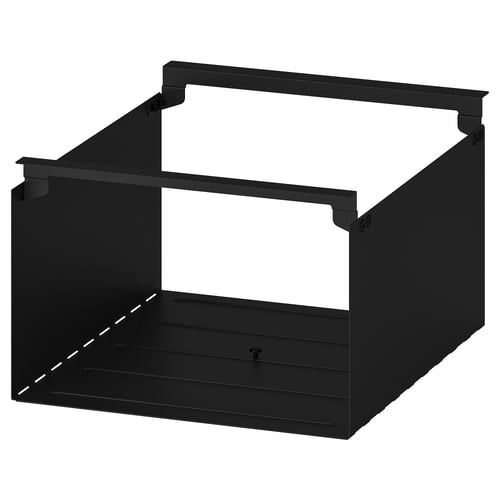 An ENHET black metal shelf insert, rectangular, with a simple design for organising items.