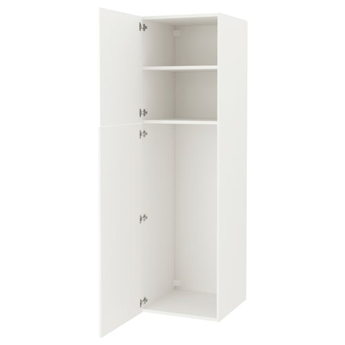 White ENHET tall cabinet, 2 shelves, modern storage.