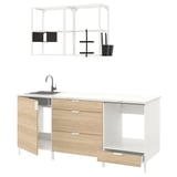 ENHET Kitchen, white/oak effect, 203x63.5x222 cm