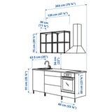 ENHET Kitchen, white/oak effect, 203x63.5x222 cm