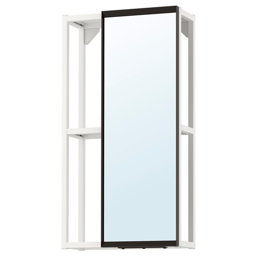 ENHET: white hanging mirror, glass, minimalist design.