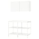 White ENHET kitchen storage with open shelves and wall cabinet.