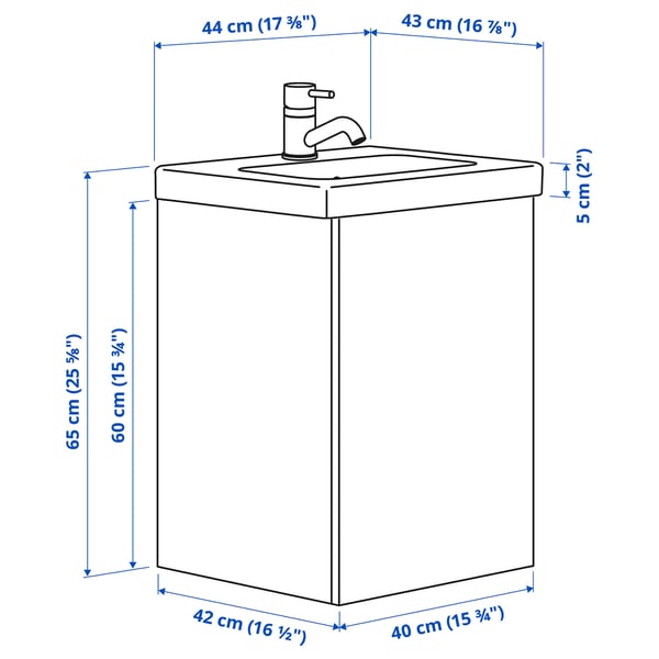 Illustration with measurements for the product: ENHET.