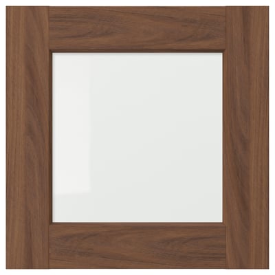 ENKÖPING Glass door, brown walnut effect, 40x40 cm