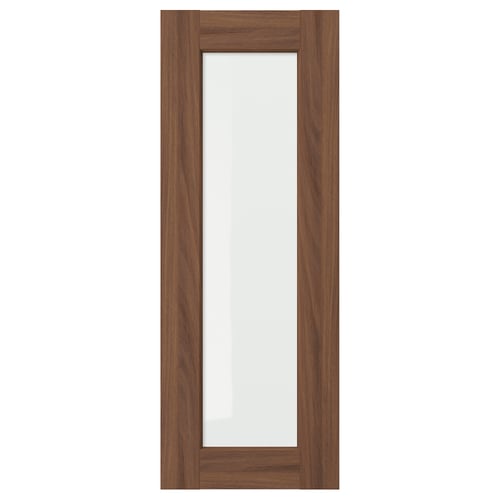 ENKÖPING brown walnut cabinet door with a wooden frame and clear glass panel, classic and durable design.