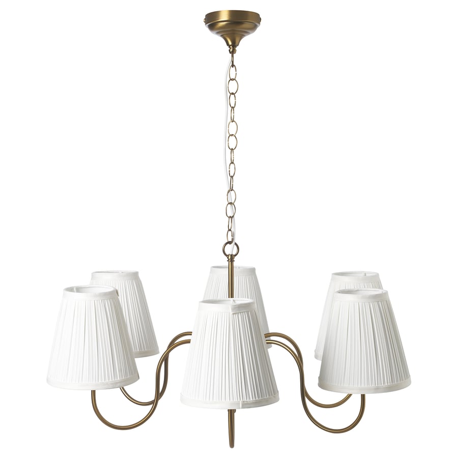 ESARP Chandelier, 6armed brasscolour/fabric IKEA
