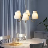ESARP Chandelier, 6-armed, brass-colour/fabric, 18 cm