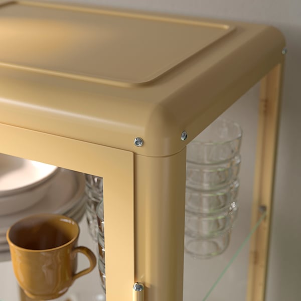 FABRIKÖR Glass-door cabinet, dark yellow, 57x150 cm