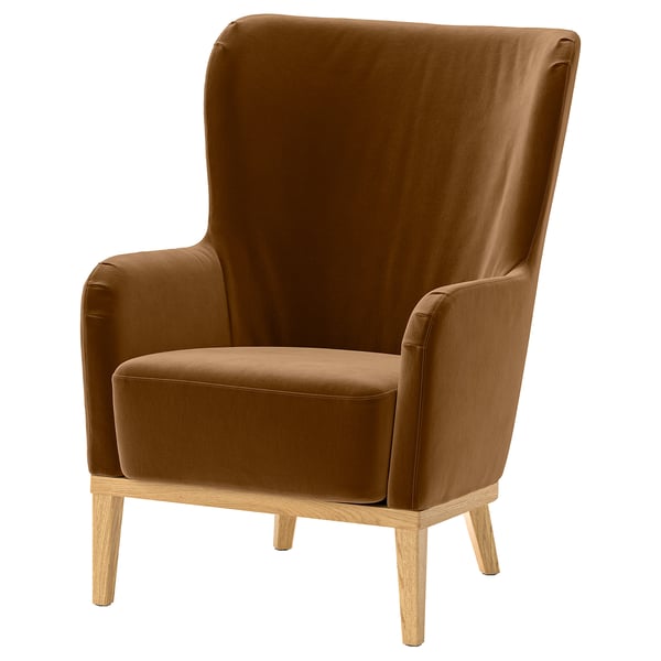 FAGERBACKEN Armchair, Alhamn dark yellow-brown