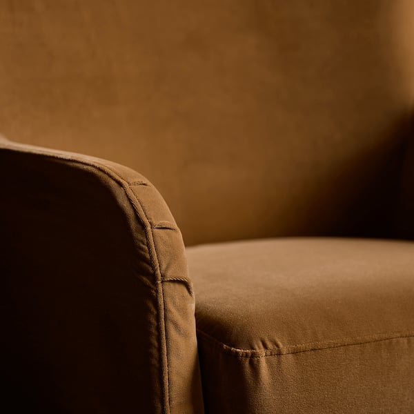 FAGERBACKEN Armchair, Alhamn dark yellow-brown