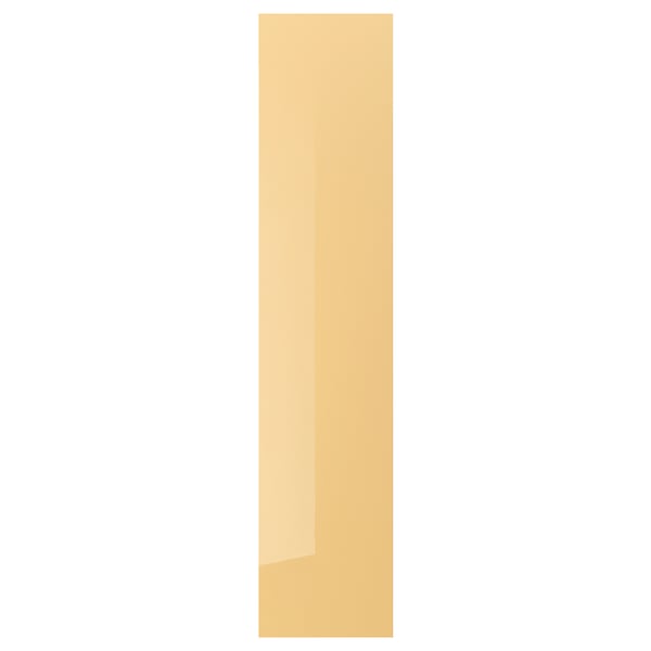 FARDAL Door with hinges, high-gloss yellow, 50x229 cm