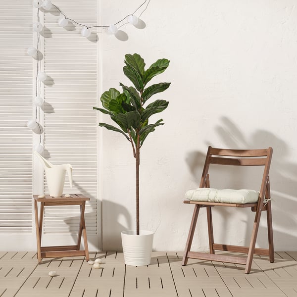 FEJKA Artificial potted plant, in/outdoor fiddle-leaf fig, 19 cm