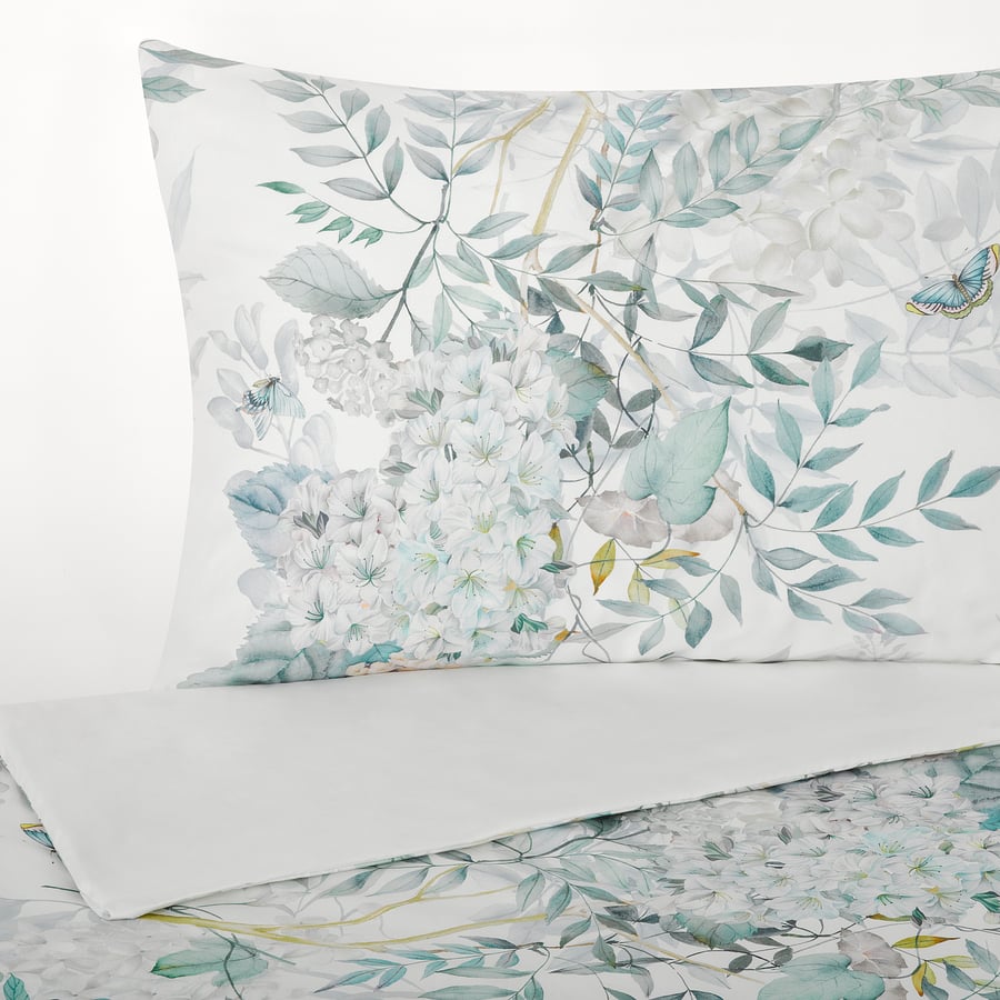 FINLOSTA Duvet cover and pillowcase, floral patterned, 150x200/50x80 cm