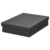 FJÄDERHARV Storage box with lid, anthracite, 25x35x8 cm