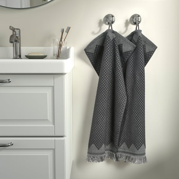 FJÄLLSTARR Hand towel, dark grey, 40x70 cm