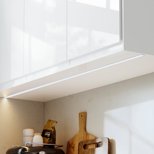 FÖRBÄTTRA Cover panel for lighting, high-gloss white, 221 cm