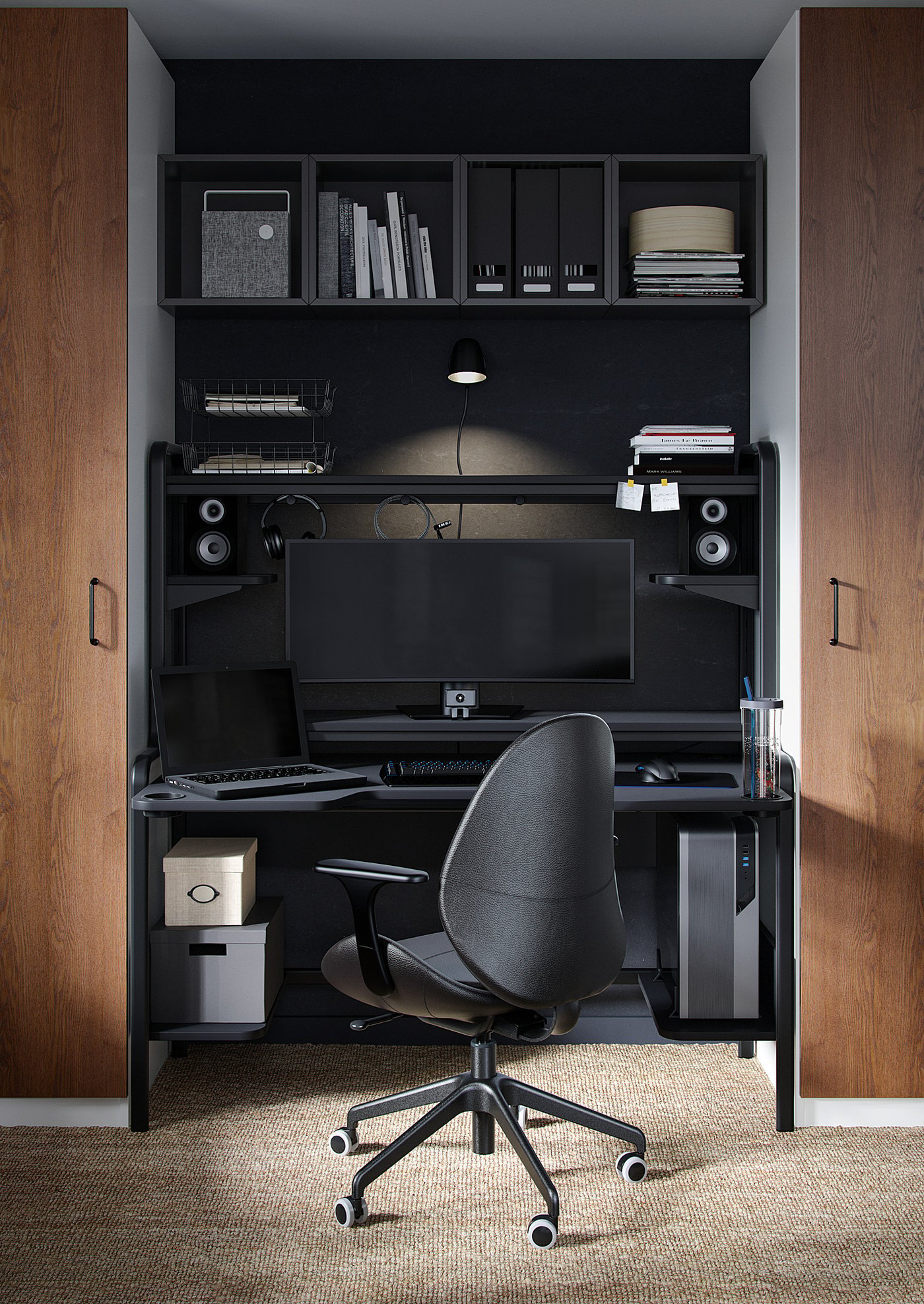 FREDDE gaming desk, black, 140/185x74x146 cm - IKEA