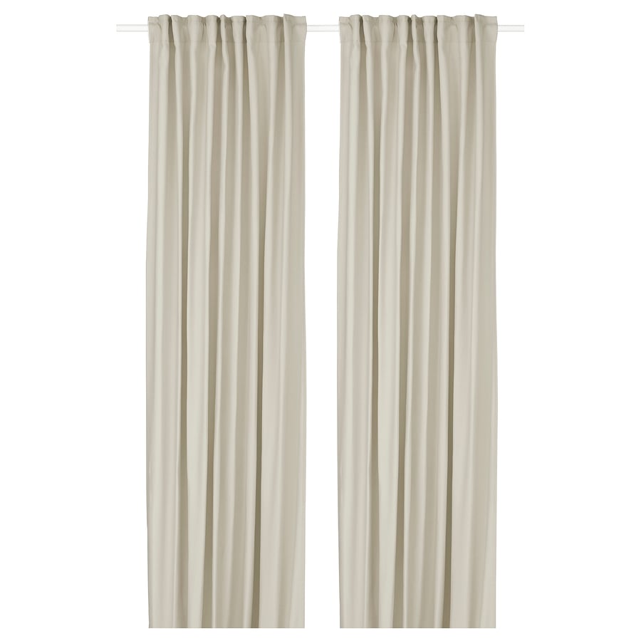 GINSTMOTT curtains, 1 pair, beige/with heading tape, 145x300 cm - IKEA