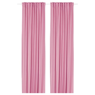 GINSTMOTT Curtains, 1 pair, pink/with heading tape, 145x300 cm
