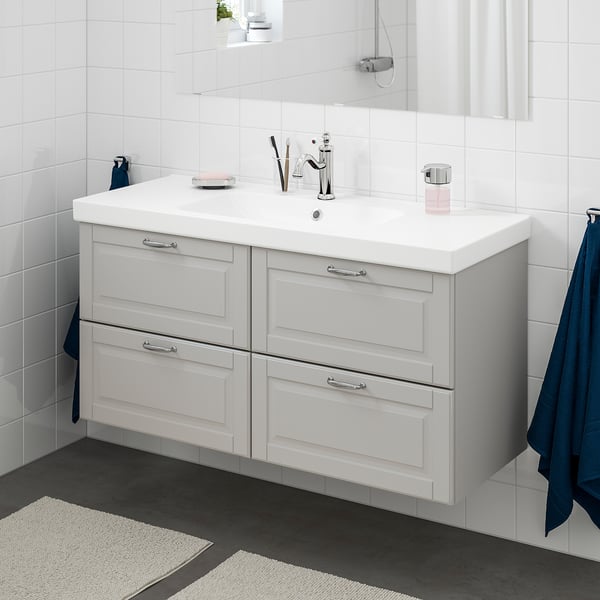 Godmorgon Odensvik Wash Stand With 4 Drawers Kasjon Light Grey
