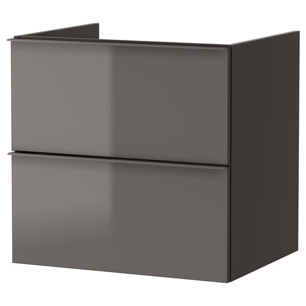 Godmorgon Wash Stand With 2 Drawers High Gloss Grey Ikea