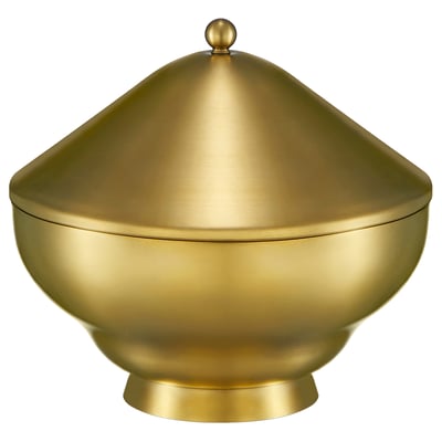 GOKVÄLLÅ Serving bowl with lid, gold-colour