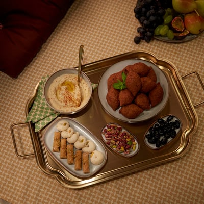 GOKVÄLLÅ Serving tray, gold-colour, 56x37 cm