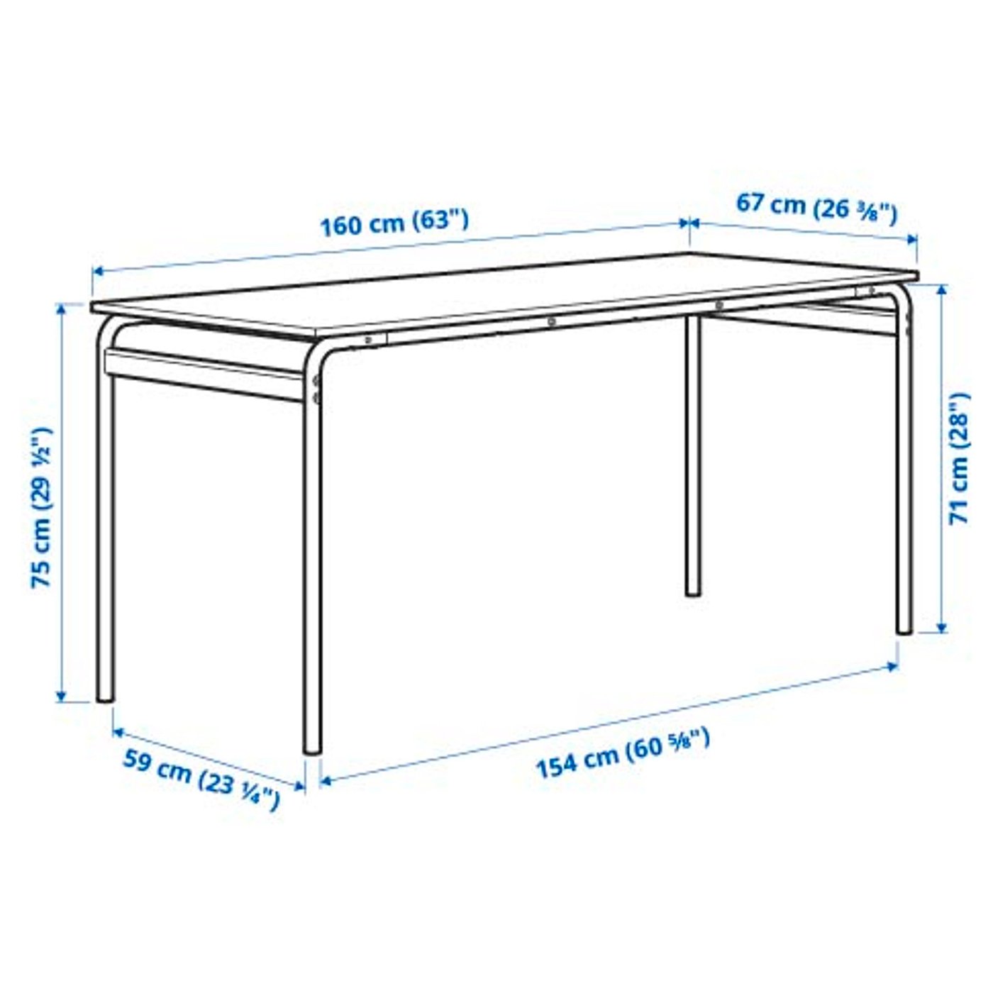 GRÅSALA table, grey/grey, 160x67x75 cm - IKEA
