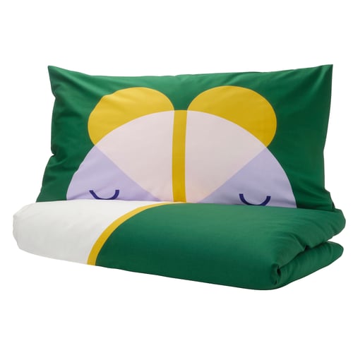 GREJSIMOJS Duvet cover and pillowcase, multicolour, 150x200/50x80 cm