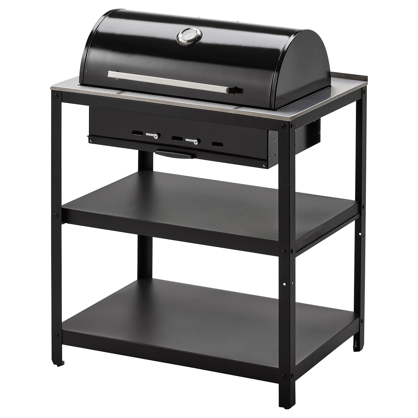 GRILLSKÄR Charcoal barbecue with black/stainless steel outdoor